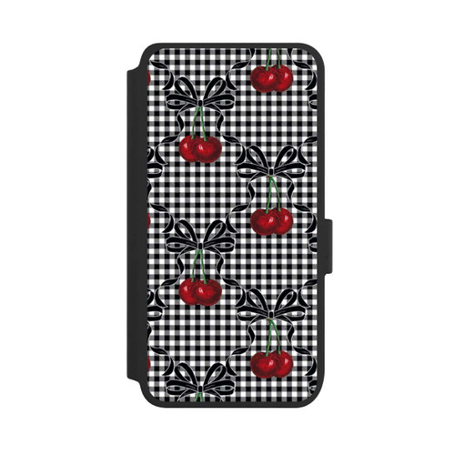 Samsung Galaxy S25 NIVOflip Cherry Pattern Black