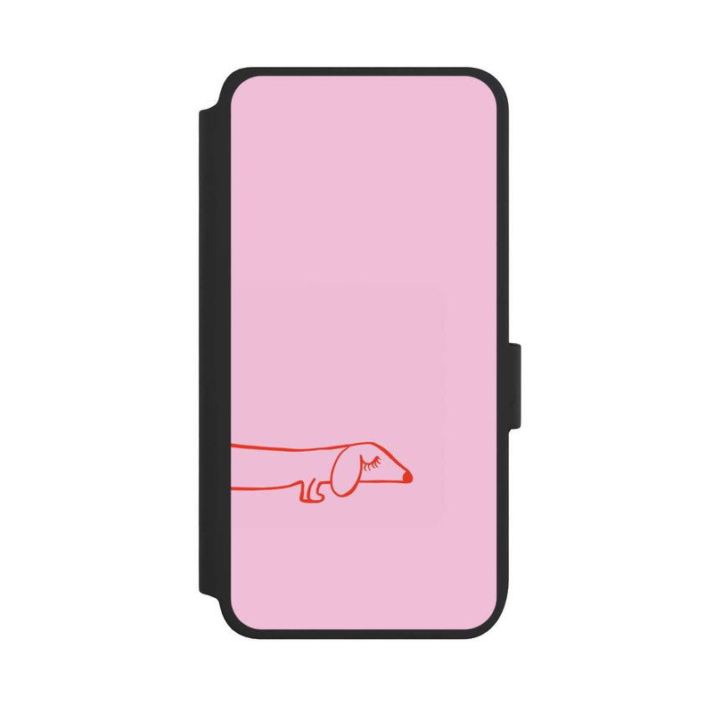 Galaxy S25 NIVOflip Dachshund Illustration Pink