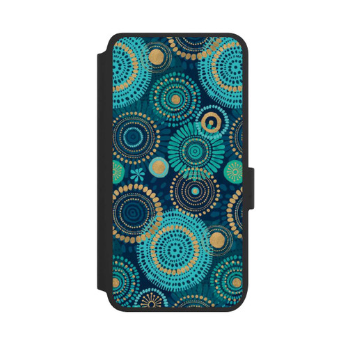 Samsung Galaxy S25 NIVOflip Blockprint India Teal Gold