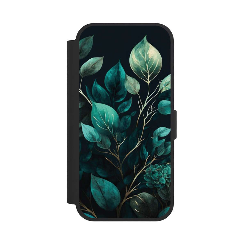iPhone 17 NIVOflip Grüne Eukalyptus Blätter mit dunklem Hintergrund mit KI