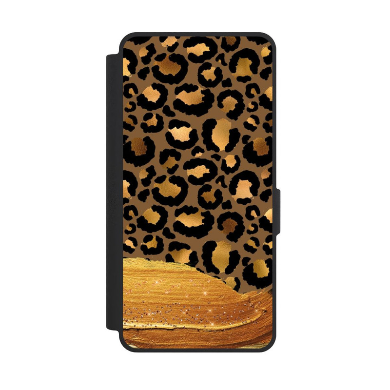 Galaxy S26 Ultra NIVOflip Dunkelgoldener Leoparden Glitzerlook