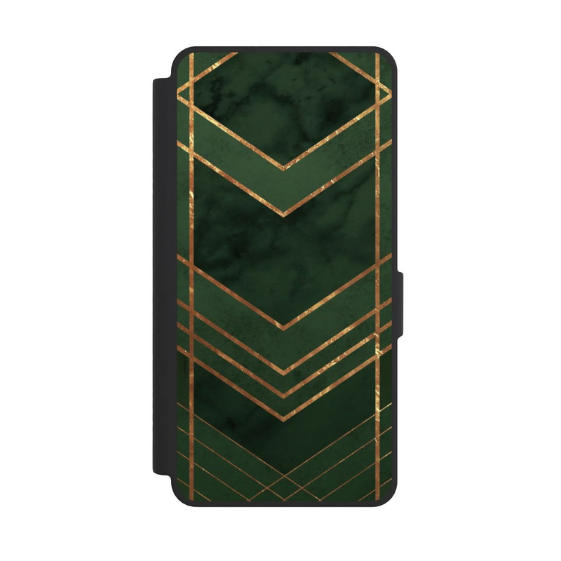Galaxy S26 Ultra NIVOflip Motif vert foncé rayures dorées