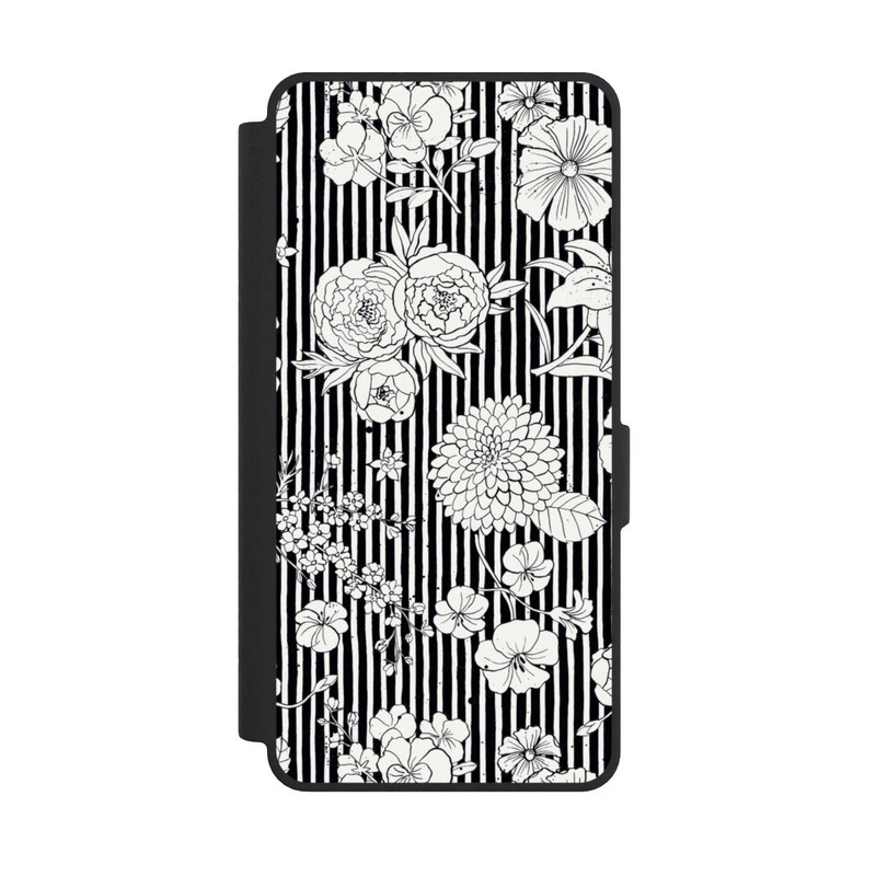 Galaxy S26 Ultra NIVOflip Fleurs et rayures noir et blanc