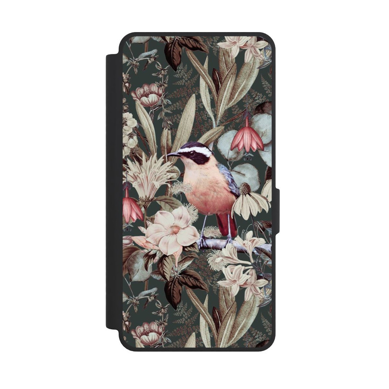 Galaxy S26 Ultra NIVOflip Orangefarbener Vogel im Vintage Blumenmuster