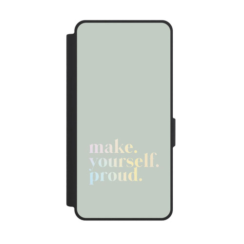 Samsung Galaxy S26 Ultra NIVOflip Make Yourself Proud Zitat-Minze und Farbverlauf