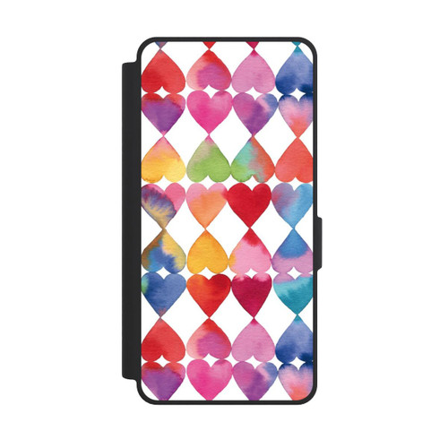Samsung Galaxy S26 Ultra NIVOflip Colorful Watercolor Hearts Pattern