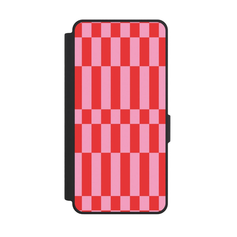Galaxy S26 Ultra NIVOflip Checked Abstract Bold Coral Red and Pink Color Block