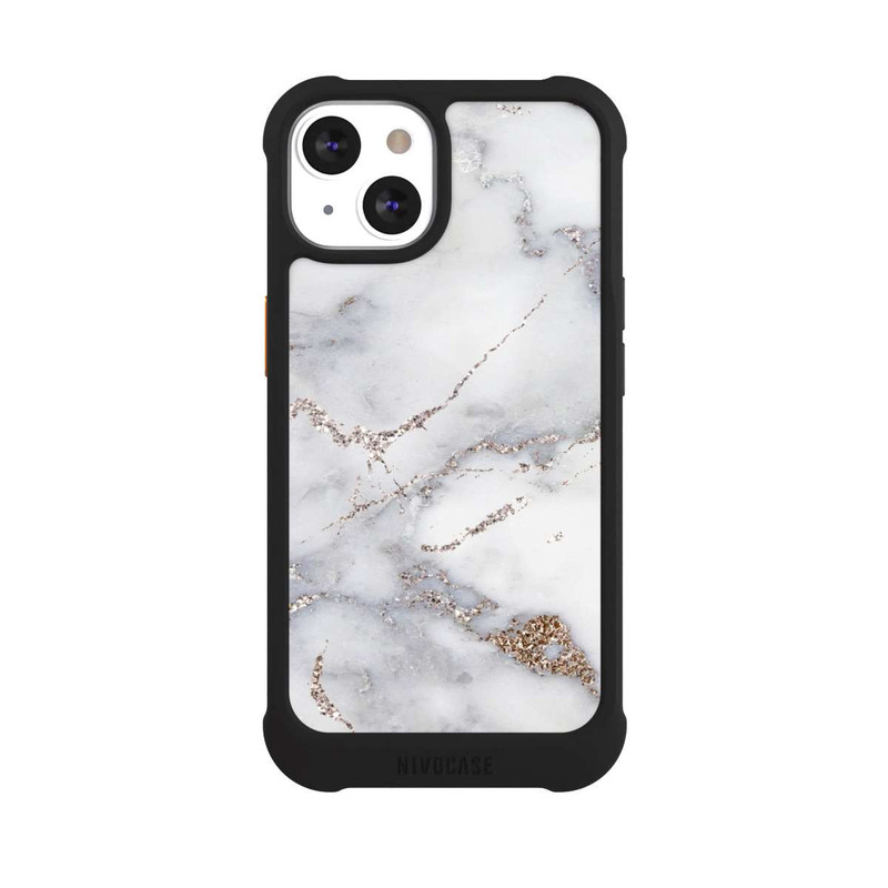 iPhone 13 NIVOmax Silberglitzer Marmorlook