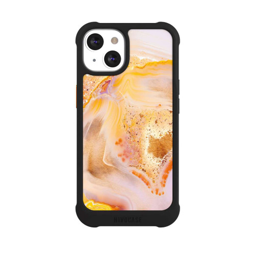 Apple iPhone 13 NIVOmax Orangefarbener Glitzer Marmorlook