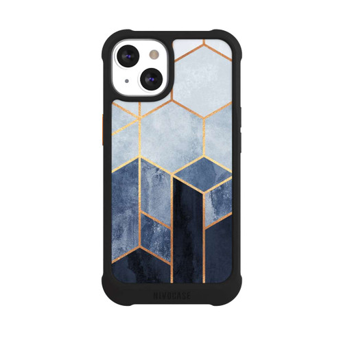 Apple iPhone 13 NIVOmax Blauer Farbverlauf Sechsecke Golddruck