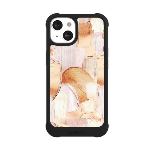 Apple iPhone 13 NIVOmax Motif de pinceau blanc/or