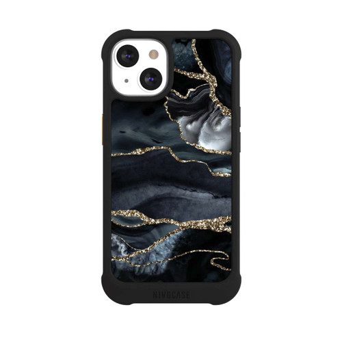 Apple iPhone 13 NIVOmax Dunkler Marmor Gold Glitzerlook