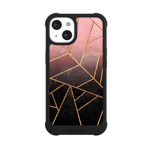 Apple iPhone 13 NIVOmax Pinker und Schwarzer Stein Gold Druck