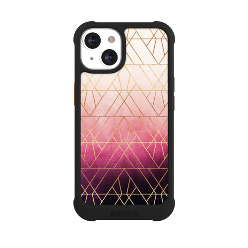 Apple iPhone 13 NIVOmax Pink Ombre Dreiecke Golddruck