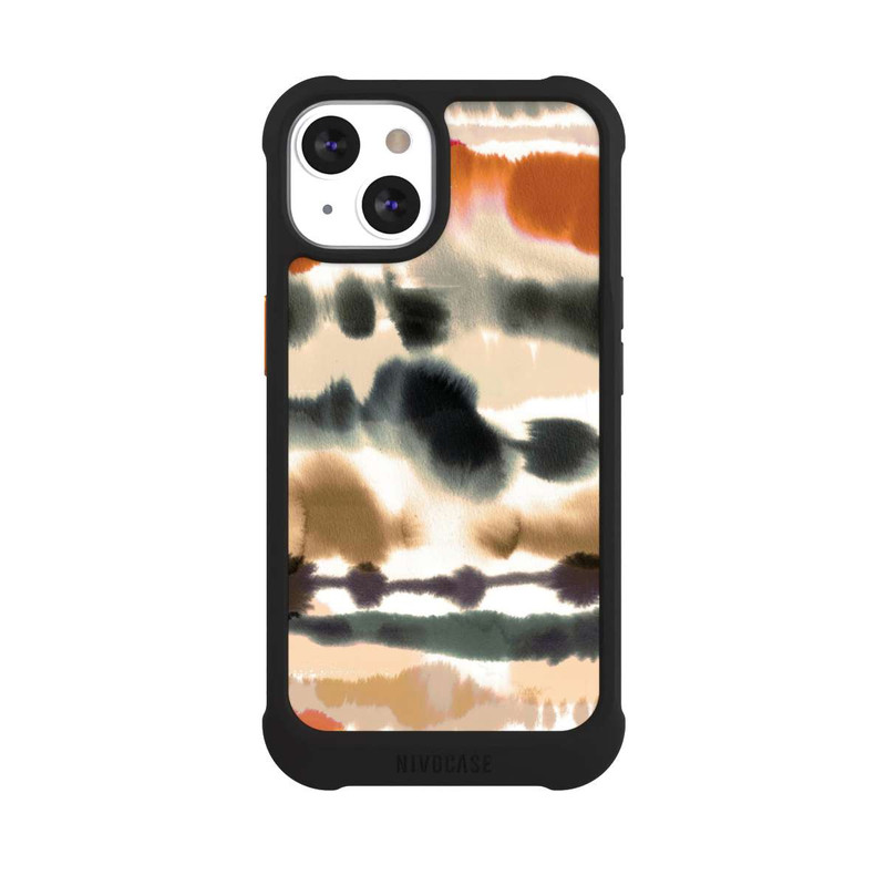 iPhone 13 NIVOmax Lignes d'aquarelle nautique douces orange