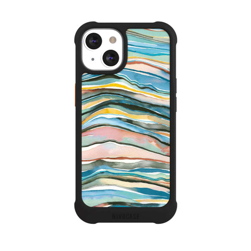 Apple iPhone 13 NIVOmax Couches d'agate aquarelle bleues