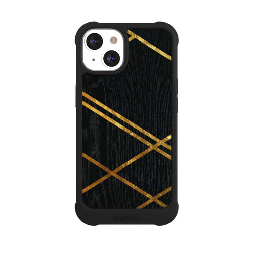 Apple iPhone 13 NIVOmax Black Geometric Pattern Golden Stripes
