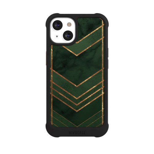 Apple iPhone 13 NIVOmax Dark Green Pattern Golden Stripes