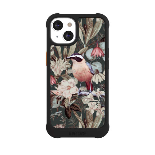 Apple iPhone 13 NIVOmax Oiseau orange à motif de fleurs vintage