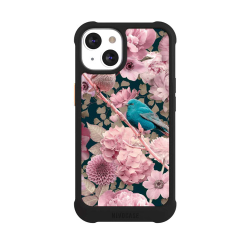 Apple iPhone 13 NIVOmax Spatzen im rosa Blumenmuster