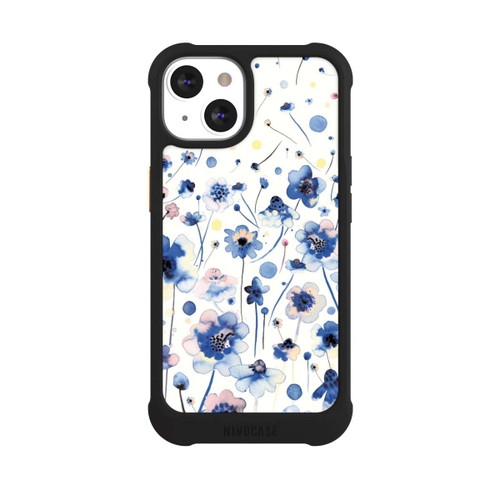 Apple iPhone 13 NIVOmax Aquarelltinte blaue Blumen