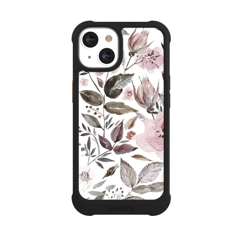 iPhone 13 NIVOmax Aquarelle Fleurs Roses Brunes