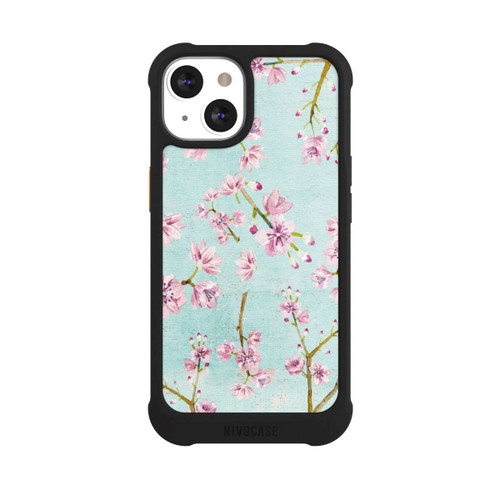 Apple iPhone 13 NIVOmax Cherry Blossom Twigs Pattern Light Blue