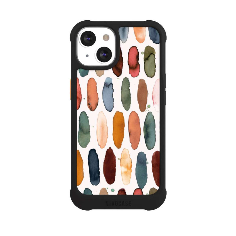 iPhone 13 NIVOmax Watercolor Dashes Mineral Terracotta