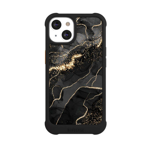 Apple iPhone 13 NIVOmax Dunkler Marmor Wirbel Goldoptik