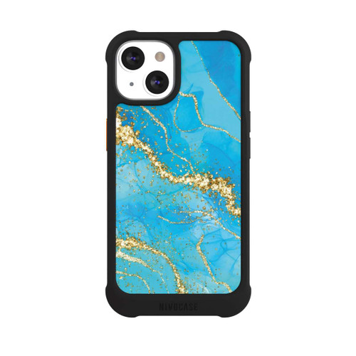 Apple iPhone 13 NIVOmax Fond Turquoise &amp; Or