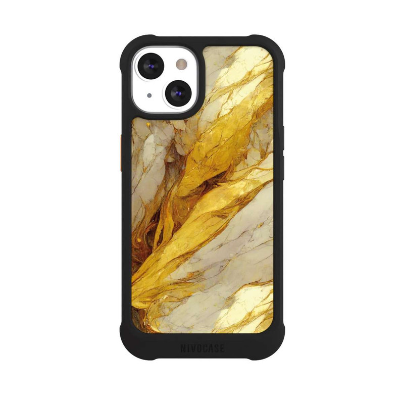 iPhone 13 NIVOmax Couches d'impression en marbre blanc et or