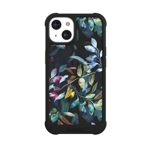 Apple iPhone 13 NIVOmax Mystische Aquarellblätter schwarz