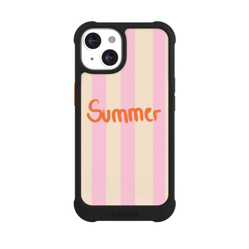 Apple iPhone 13 NIVOmax Summer- Rosa und Orange Streifen Hintergrund