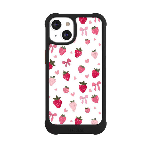 Apple iPhone 13 NIVOmax Erdbeer Herz Schleifen Muster Pink