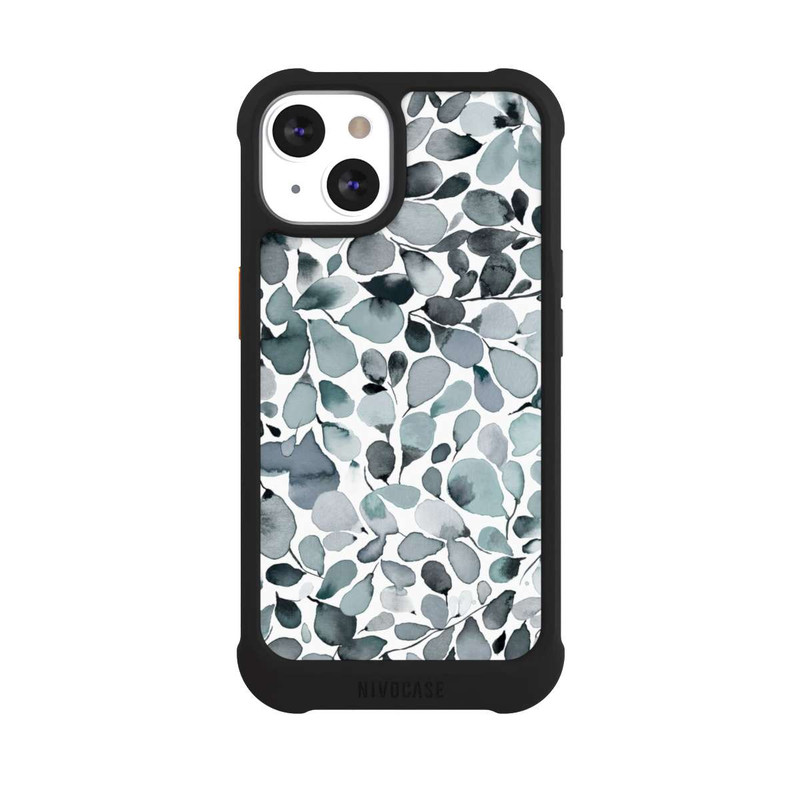 iPhone 13 NIVOmax Eucalyptus Watercolor Leaves Grey