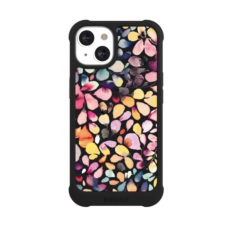 iPhone 13 NIVOmax Eucalyptus Watercolor Leaves Black