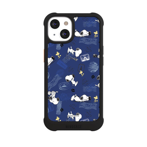 Apple iPhone 13 NIVOmax Peanuts Travel Stamps Pattern Blue