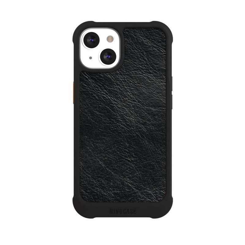 iPhone 13 NIVOmax Schwarzer Lederlook Hintergrund