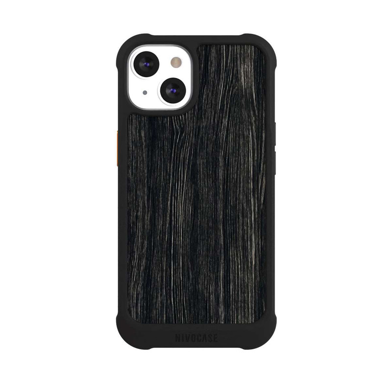 iPhone 13 NIVOmax Dunkle Holzstruktur