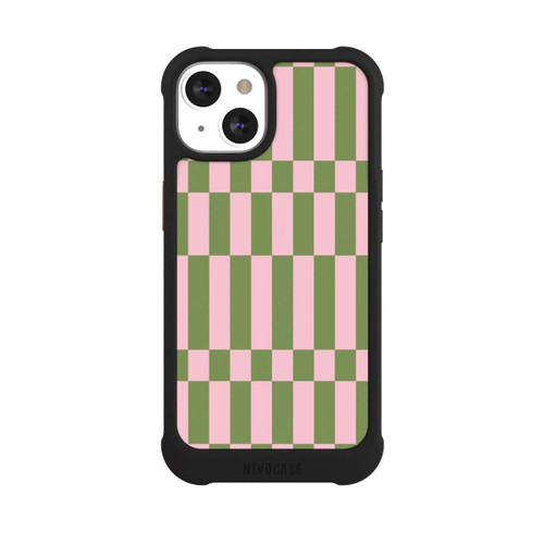 Apple iPhone 13 NIVOmax Sage and Pink Checked Pattern Theme