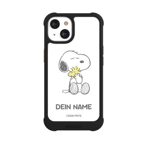 Apple iPhone 13 NIVOmax Snoopy And Woodstock Cuddling Personalisierbar