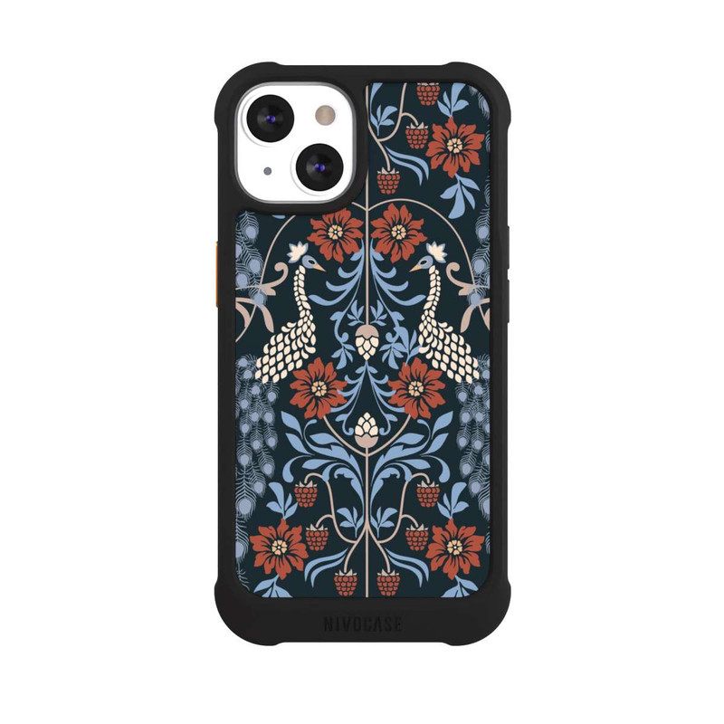 iPhone 13 NIVOmax Vintage Peacock Garden Arts and Crafts Floral Dark