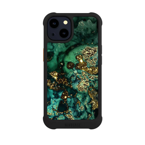 Apple iPhone 14 NIVOmax Cyan Glitzer Marmorlook