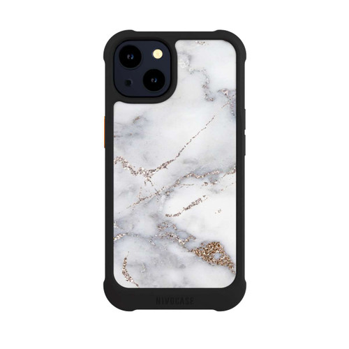 Apple iPhone 14 NIVOmax Silberglitzer Marmorlook