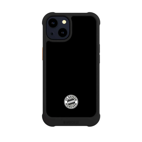 Apple iPhone 14 NIVOmax Logo FCB Classique Petit - Blanc sur Fond Noir