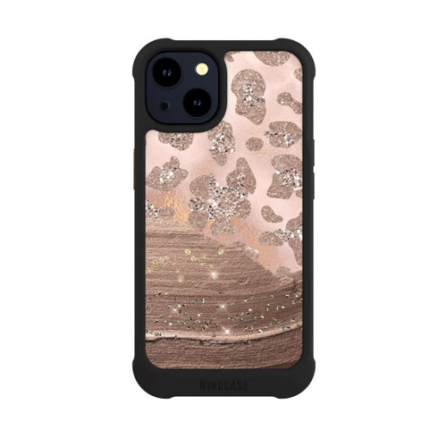 Apple iPhone 14 NIVOmax Silberner Leoparden Glitzerlook
