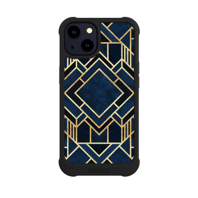 iPhone 14 NIVOmax Kunst Deko Blau Golddruck