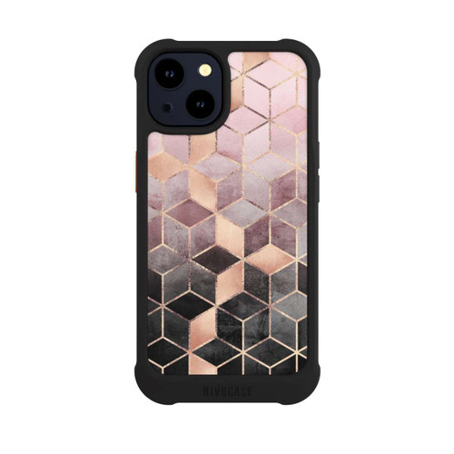 Apple iPhone 14 NIVOmax Imprimé Cubes Dégradés Gris Rose