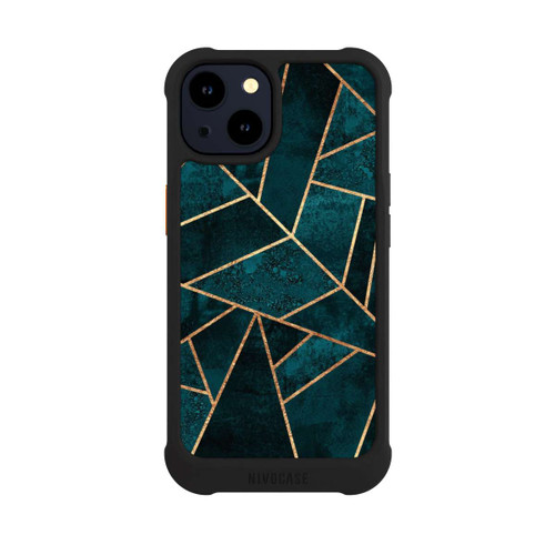 Apple iPhone 14 NIVOmax Tief Blaugrün Stein Gold Druck