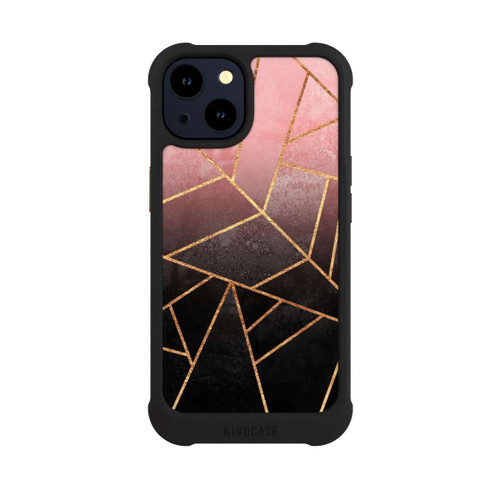 Apple iPhone 14 NIVOmax Pinker und Schwarzer Stein Gold Druck